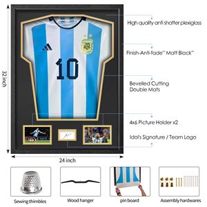 Sports Jersey Display <strong>Frame</strong> 24" X 32" Display Case for Soccer Football Baseball Hockey Souvenir T-<strong>Shirt</strong> - Product Image 3
