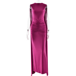 Vestido de Noche para Mujer, Sin Mangas, Espalda Descubierta, Color Sólido, Largo, Ajustado, para Fiestas Formales - Product Image 5