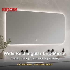 <span class=keywords><strong>Miroir</strong></span> <span class=keywords><strong>de</strong></span> salle <span class=keywords><strong>de</strong></span> bain LED rectangulaire large KIDOIR, double éclairage, anti-buée, tactile, à intensité variable, mural, pour hôtel, vente en gros Chine - Product Image 1