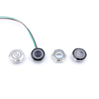 Interrupteur Poussoir Métallique Noir Momentané Ultra-fin Court en Acier Inoxydable avec LED Tricolore de 19mm, Étanche et avec Câble
