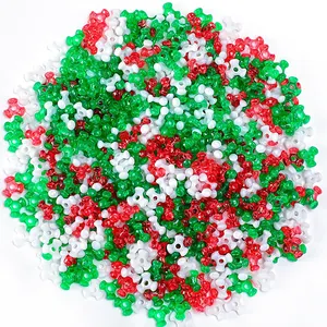 SOJI Tri Pony Beads Mix Transparent Plastic Tri Beads Bulk for Crafts Rainbow Tri Beads Christmas Tree Decorations Ornament Kit