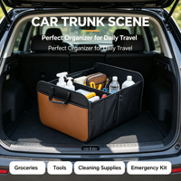 Boîte de rangement pliable pour coffre de voiture, en tissu Oxford, multi-compartiments, grande capacité, portable