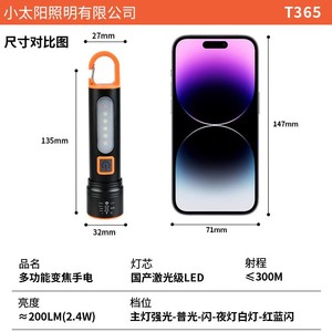 Linterna LED Multifuncional con Zoom Telescópico, Carga Rápida Tipo C, Luz Alta de Largo Alcance, Iluminación Portátil para Exteriores - Product Image 3