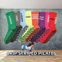 Chaussettes de football personnalisées antidérapantes en maille respirante à rayures numériques de qualité supérieure pour l'été, avec logo, pour yoga et pilates