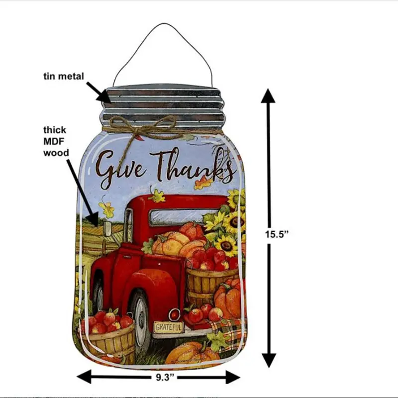 Erntefest Mason-Flasche hölzerner Anhänger Herbstdekoration Herbst Erntefest hölzernes Handwerk Liste