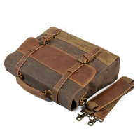 Sac Messager en Toile Cirée Imperméable et Cuir de Vachette pour Hommes – Sacoche d'Affaires à Bandoulière et Sac à Main