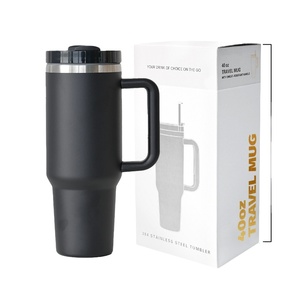 Mug de voyage isotherme en acier inoxydable à double paroi avec logo personnalisé H2.0, 40 oz et 30 oz, avec poignée et paille - Product Image 5