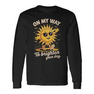 Camiseta de manga larga con diseño de rayos de sol, On My Way To Brighten Your Day - Product Image 1