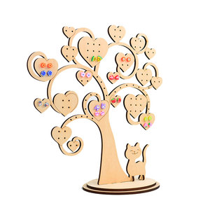 Soporte de madera para pendientes de gato y árbol frondoso personalizado gratis, soporte organizador de joyería de madera cortado con láser, regalos para mujer - Product Image 1