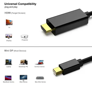 Personalize o cabo DisplayPort 4K Mini para HDMI, Mini DP para HDMI cabo de 6 pés