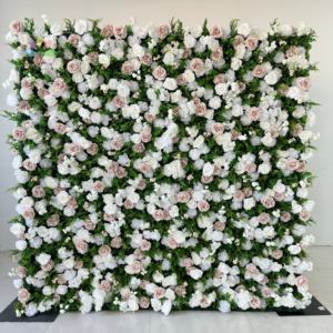 Panel de Pared Floral Rosa de 8 pies x 8 pies para Decoración de Bodas, Panel de Pared de Flores Artificiales de Seda Enrollable en 3D para Fiestas y Eventos - Product Image 3