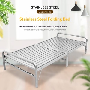 Раскладная кровать из нержавеющей стали для обеденного перерыва и отдыха, для взрослых, для дома, офиса, съемной квартиры, современный простой дизайн, модель 001, каркас - Product Image 2