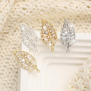 Bolsa de 14K de oro de alto color con incrustaciones de circón colgante de hoja hecho a mano DIY pulsera collar pendientes colgante moda venta directa de fábrica - Product Image 5