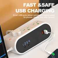 Multiprise Horloge 3 Prises CA Universelles 3 Ports USB 1 Type C Prise Européenne 3m IP44 10A/13A pour Maison et Bureau