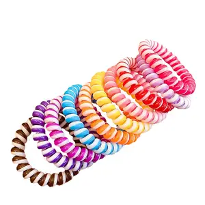 Bicolore téléphone spirale cheveux cravate sans trace bracelet élastique cheveux cravates cheveux accessoires en gros