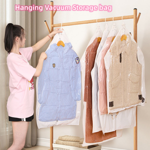 Sac sous vide comprimé suspendu en plastique Sacs sous vide pour vêtements Sac de rangement pour <span class=keywords><strong>couette</strong></span> Vêtements de protestation contre les odeurs d'insectes - Product Image 5
