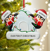 Ornement de Noël personnalisé en résine de haute qualité, imprimé en 4 couleurs, cadeau de Noël, pendentif pour arbre de Noël, adorable famille de pingouins
