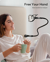 Support de téléphone flexible à col de cygne de 75 cm avec angle réglable à 360° et pince sécurisée pour le tournage sur lit, bureau et plusieurs appareils