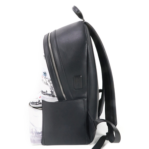 China Manufacturer Wholesale Chinese Ink Painting Style Women's <b>Backpack</b> PU <b>Leather</b> Travel <b>Backpack</b> with Zipper Pocket - Product Image 5