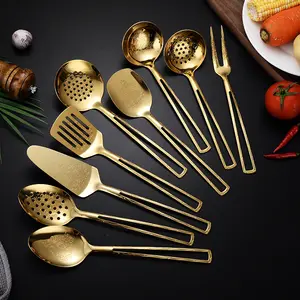 New Arrival Modern 6 Pieces Titanium Utensílio De Cozinha De Aço Inoxidável Acessórios Conjunto