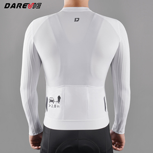 Darevieカスタムホワイトブラックカスタムエアロ自転車ジャージシャツ卸売メンズサイクリングジャージUVカット長袖エアロバイクウェア - Product Image 5