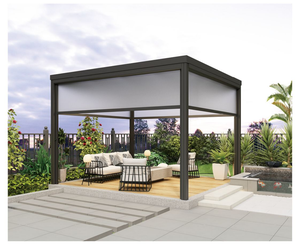 Pergola bioclimatique motorisée avec toit en verre, lames en aluminium, design moderne, pliante, étanche, revêtement fluorocarboné, pavillon - Product Image 6