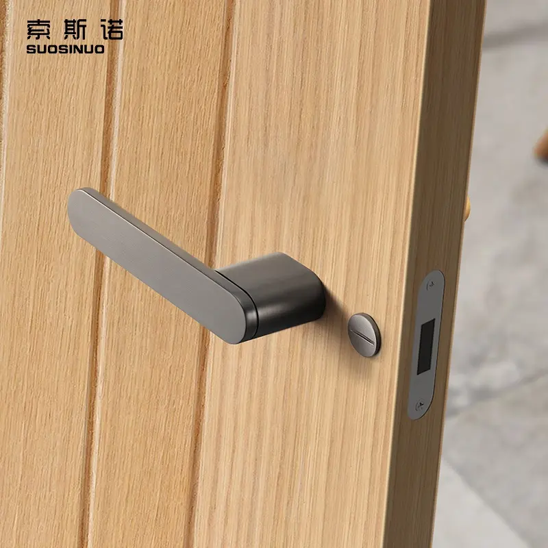सरल डिजाइन दरवाजा घुंडी काले ग्रे बाथरूम घुंडी उच्च मानक डिजाइनर शैली इंटीरियर दरवाजा लॉक और संभाल ताले के लिए दरवाजा