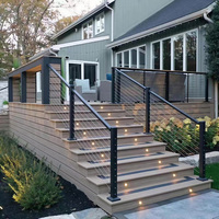 HIMOWAY Balustrade carrée pour balcon, garde-corps en câble d'acier inoxydable, quincaillerie pour escaliers, design de garde-corps de terrasse, main courante extérieure