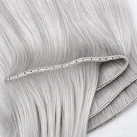 Extensions de cheveux européens Remy lisses, double trame, effet papillon blanc argenté, à coudre invisibles, pré-décolorées