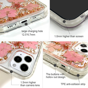 Bon marché, étui en <span class=keywords><strong>plastique</strong></span> pour téléphone portable en résine époxy avec feuille assortie de dessins animés mignons, couverture de téléphone pour Iphone 15 14 13 12 Pro max - Product Image 4
