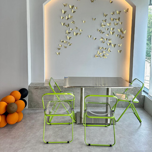 Juegos de Mesa de Comedor Modernos y Elegantes, Mesas y Sillas para Restaurantes, Silla Plegable Colorida para Puestos de Comida - Product Image 4