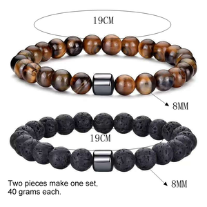 Bracelets perlés tendance en <span class=keywords><strong>pierre</strong></span> de paon, <span class=keywords><strong>pierre</strong></span> <span class=keywords><strong>noire</strong></span> de galle, œil de tigre, vente en gros de bracelets en pierres précieuses - Product Image 2