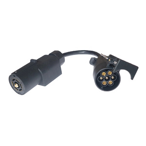 <b>Us</b> To Euro 7 Way Trailer <b>Plug</b> <b>Adapter</b> Wiring Connector For Brake Light And Turn Signal Conversion - Product Image 1