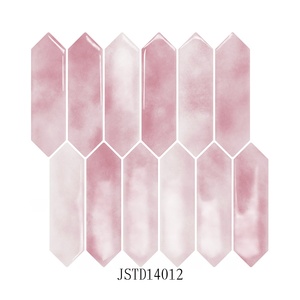 <span class=keywords><strong>Piastrelle</strong></span> a Mosaico in Acquerello <span class=keywords><strong>Rosa</strong></span> e Bianco per Pareti del Bagno, Decorazione Elegante e Delicata per Toilette - Product Image 2