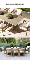 Ensemble de meubles de jardin en teck massif moderne, table et chaises d'extérieur en bois