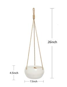 Planteur en céramique suspendu, <span class=keywords><strong>Pot</strong></span> de plantes à fleurs rond moderne de <span class=keywords><strong>9</strong></span> pouces, panier suspendu en porcelaine avec corde en Polyester, 2 pièces/paquet - Product Image 6