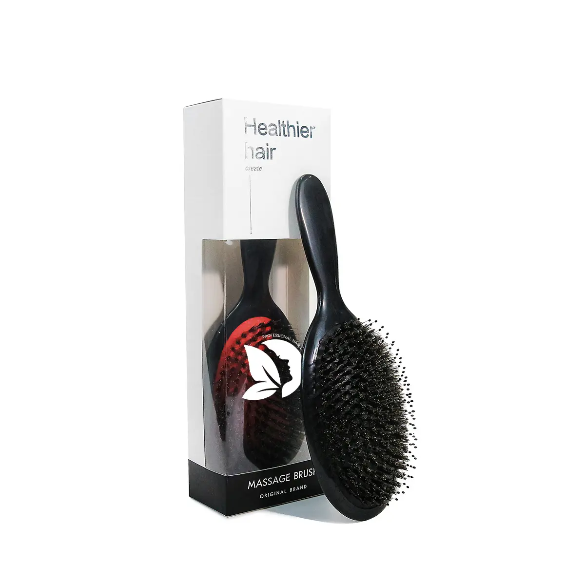 Escova de cabelo confortável pente de almofada de ar de massagem cerdas de javali natural