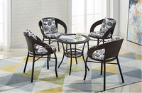 Ensemble de table et de chaises de salle à manger décontractées de luxe en gros moderne, ensemble de table et de chaises en rotin pour terrasse de jardin