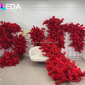 ของตกแต่งงานแต่งงานสุดหรู LEDA ดอกกุหลาบแดงผ้าไหมประดิษฐ์ ดอกซากุระประดับตกแต่งโต๊ะกลาง ฉากหลัง และทางเดินดอกไม้ - Product Image 1