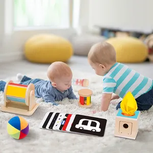 Caja educativa para edades tempranas Montessori, juguete de hora con tarjeta cognitiva, caja educativa de 0 a 6m