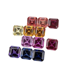 Saphir rose, jaune, violet, orange créé en laboratoire, taille émeraude 4x4mm-12x12mm, rubis synthétique, saphir bleu, prix par carat - Product Image 1
