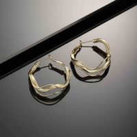 Boucles d'oreilles pendantes géométriques plaquées or, minimalistes, empilables, bijoux fantaisie tendance pour femmes
