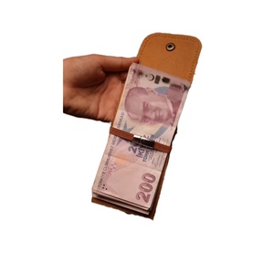 Boshiho Custom Logo Anti-Theft Slim <b>RFID</b> <b>Blocking</b> Genuine Leather Credit Card <b>Wallet</b> Multi-Function Vintage Thread Pattern Front - Product Image 4