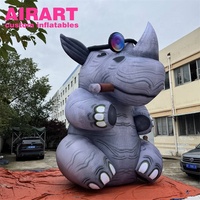 Ballon gonflable en forme de rhinocéros fumeur, dessin animé personnalisé sur mesure, pour fêtes et événements de carnaval