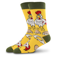 Chaussettes pour hommes en coton respirant, à faible MOQ, imprimées de motifs animaux colorés, style amusant et tendance, vente en gros, fabricant