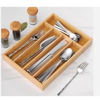 Boîte de rangement personnalisable en bambou pour couteaux, fourchettes et baguettes, organisateur de tiroir de cuisine pour ustensiles de cuisine occidentale