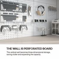 Organizer Pegboard Logam Heavy Duty dengan Rak, Tempat Penyimpanan, dan Pengait untuk Kantor, Garasi, dan Ruang Gaming