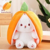 Peluche Lapin Berry en Polyester, Jouet en Peluche Super Doux Transformable en Lapin Carotte, Coton PP pour Filles, Vente en Gros