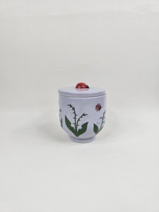 Hand-Painted Glass <b>Jar</b> Soy Wax Scented Candle with Ladybug Lily of Valley Design Custom Fragrance Modern Art for Home Decoration - Product Image 1