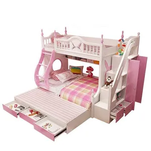 双层床热卖公主儿童卧室家具套装双人全双层床滑梯带储物